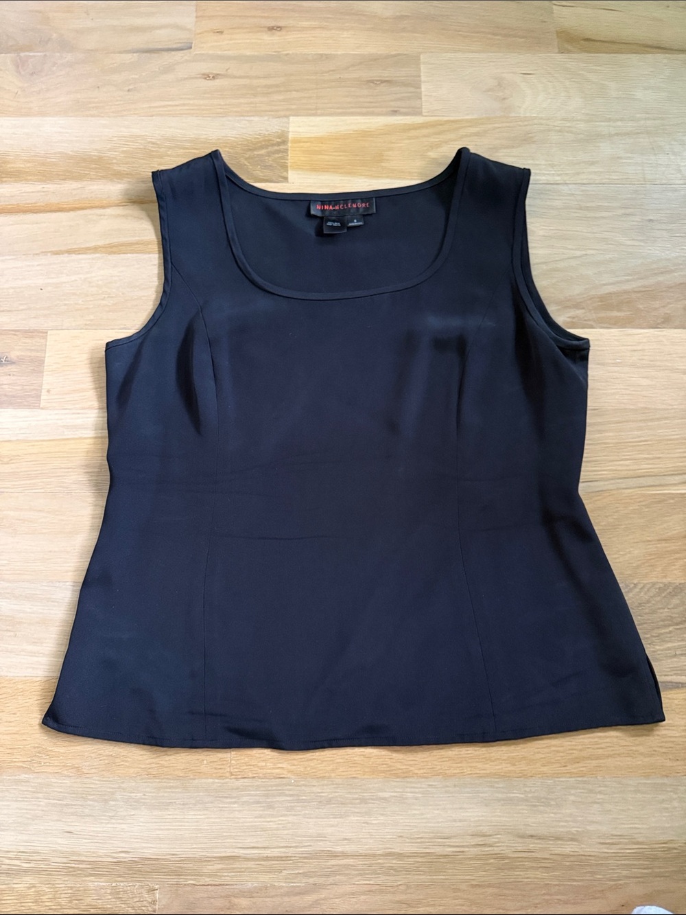 Nina Mclemore Black Silk Tank Top